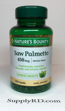 Cargar imagen en el visor de la galería, Saw Palmetto palma enana 450 mg, 100 capsulas
