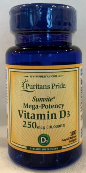 Vitamina D3 10,000 UI, 100 unidades