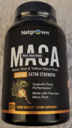 Cápsulas orgánicas en polvo de raíz de maca de 1500 mg