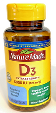 Cargar imagen en el visor de la galería, Vitamina D3 extra fuerte 5000 UI para huesos, dientes, músculo e inmunidad, 180 cápsulas
