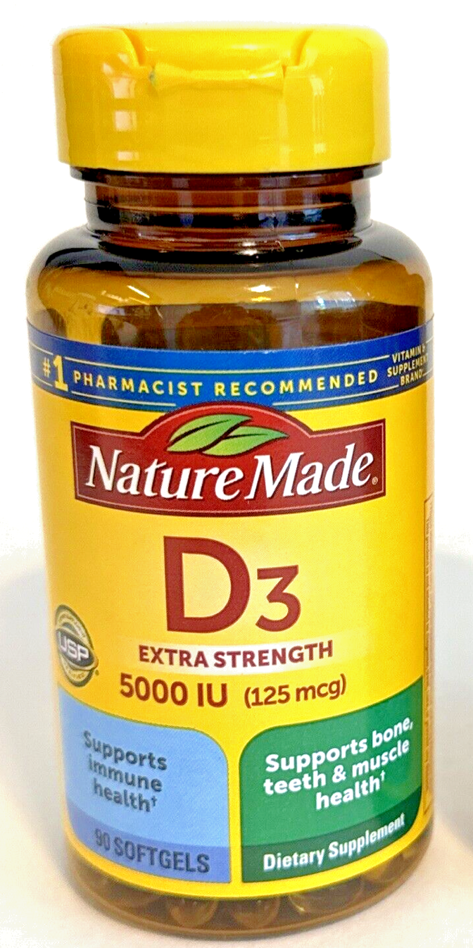 Vitamina D3 extra fuerte 5000 UI para huesos, dientes, músculo e inmunidad, 180 cápsulas