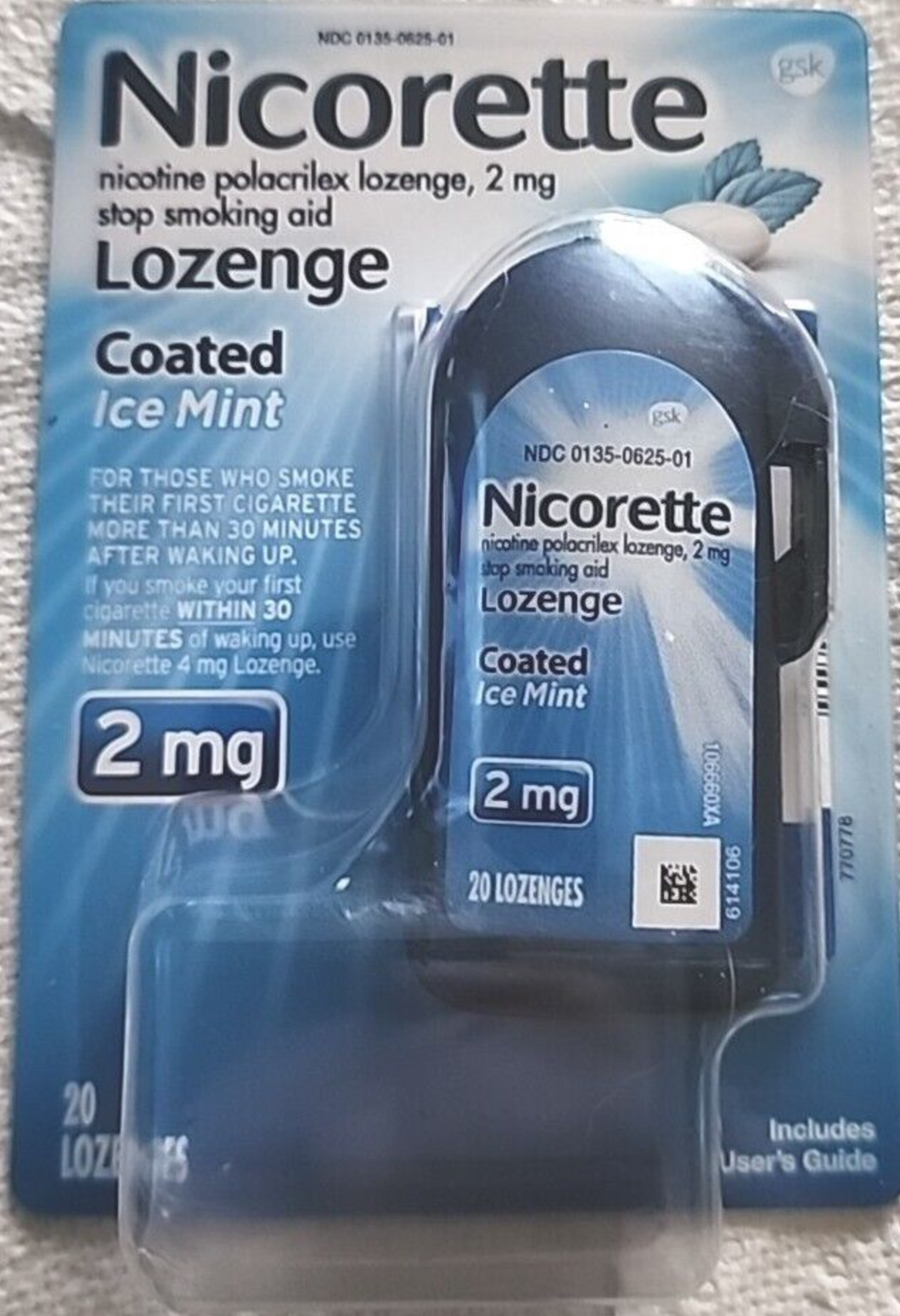 Nicorette pastillas de nicotina para dejar de fumar, 20 unidades