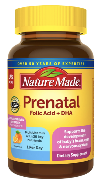 Suplemento alimenticio Prenatal + DHA 200 mg 70 capsulas