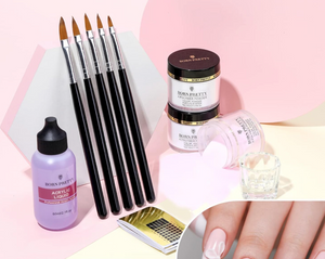 Kit de uñas acrílicas con todo, 96 unidades de polvo acrílico y monómero líquido con 24 colores con purpurina