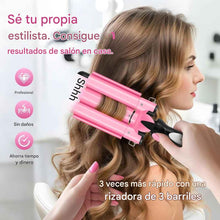 Cargar imagen en el visor de la galería, Rizador de 3 barriles – Engarzadora profesional de cerámica de 1 pulgada con doble voltaje y 2 ajustes de temperatura
