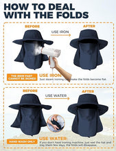 Cargar imagen en el visor de la galería, Sombreros de pesca para hombre, sombrero de sol 3 en 1 con solapa extraíble para el cuello y cubierta facial, protección solar UV, sombrero de pesca de ala ancha
