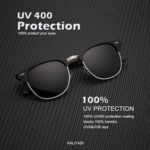 KALIYADI - Lentes de sol polarizados para conducir, media montura, con bloqueo de rayos ultravioleta, para hombre y mujer