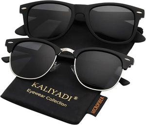 KALIYADI - Lentes de sol polarizados para conducir, media montura, con bloqueo de rayos ultravioleta, para hombre y mujer