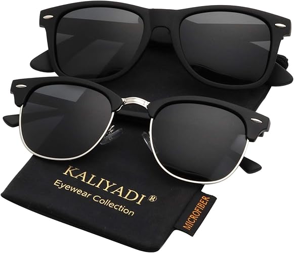 KALIYADI - Lentes de sol polarizados para conducir, media montura, con bloqueo de rayos ultravioleta, para hombre y mujer