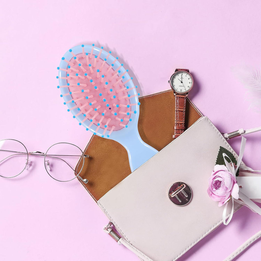 Paquete de 12 mini cepillos desenredantes – 12 colores para cabello húmedo y seco