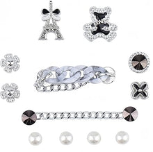 Cargar imagen en el visor de la galería, Encantos brillantes para zapatos, decoraciones de zapatos para mujer, cadenas de perlas, accesorios de zapatos rosados, a22 dijes de flores para zapatos, estilo propio

