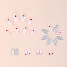 Cargar imagen en el visor de la galería, 24 uñas postizas de Navidad a presión largas con forma de almendra, bonitos diseños navideños, uñas acrílicas artificiales para Navidad, a22  alce, uñas postizas para m
