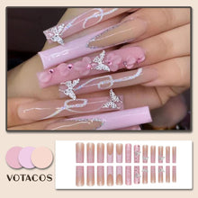 Cargar imagen en el visor de la galería, Uñas postizas cuadradas a presión largas con diseños de diamantes A19
