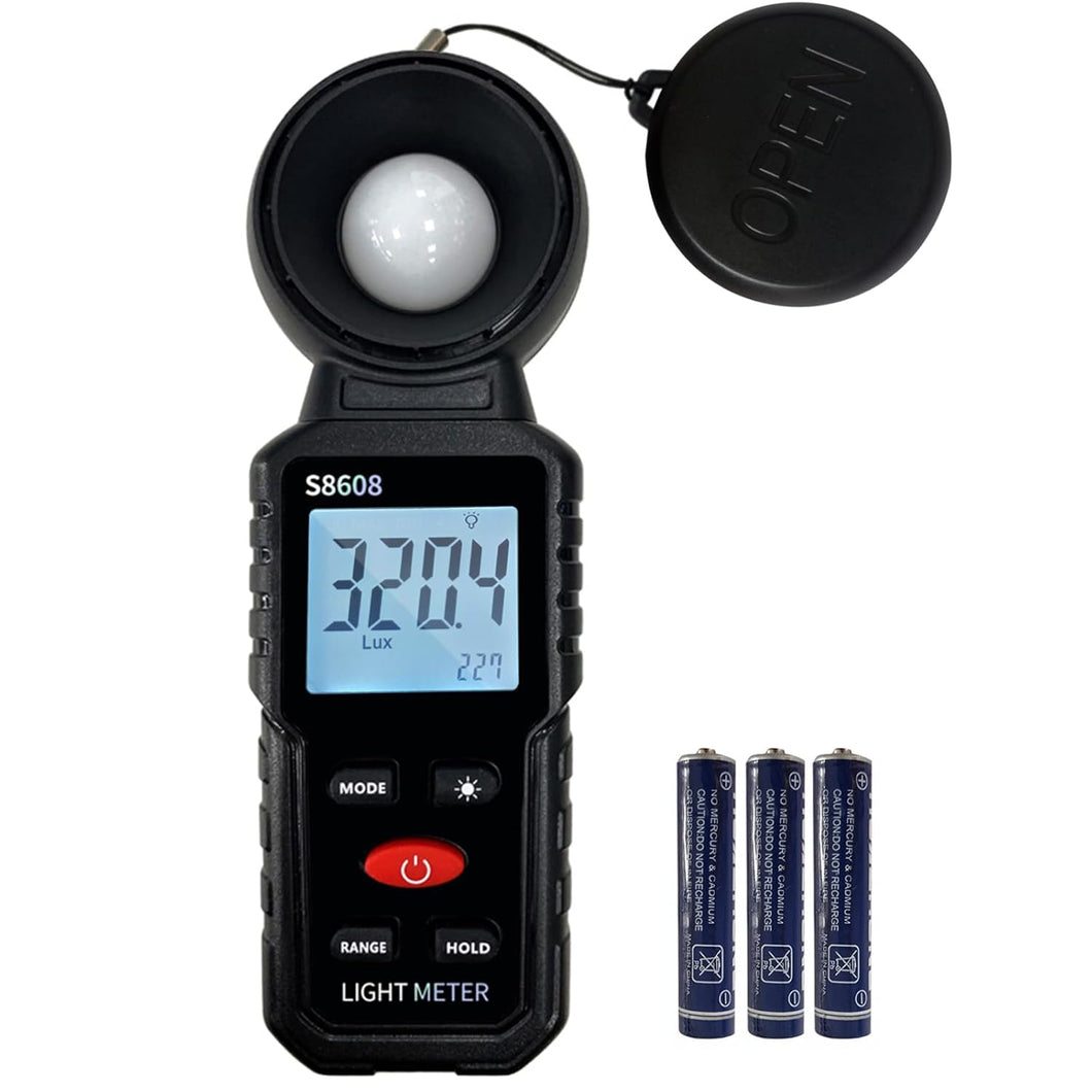 Medidor de luz digital de iluminancia, medidor de luz de 200,000 Lux
