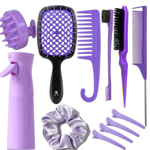 Juego de 12 cepillos de pelo para mujeres, botella de spray LN23