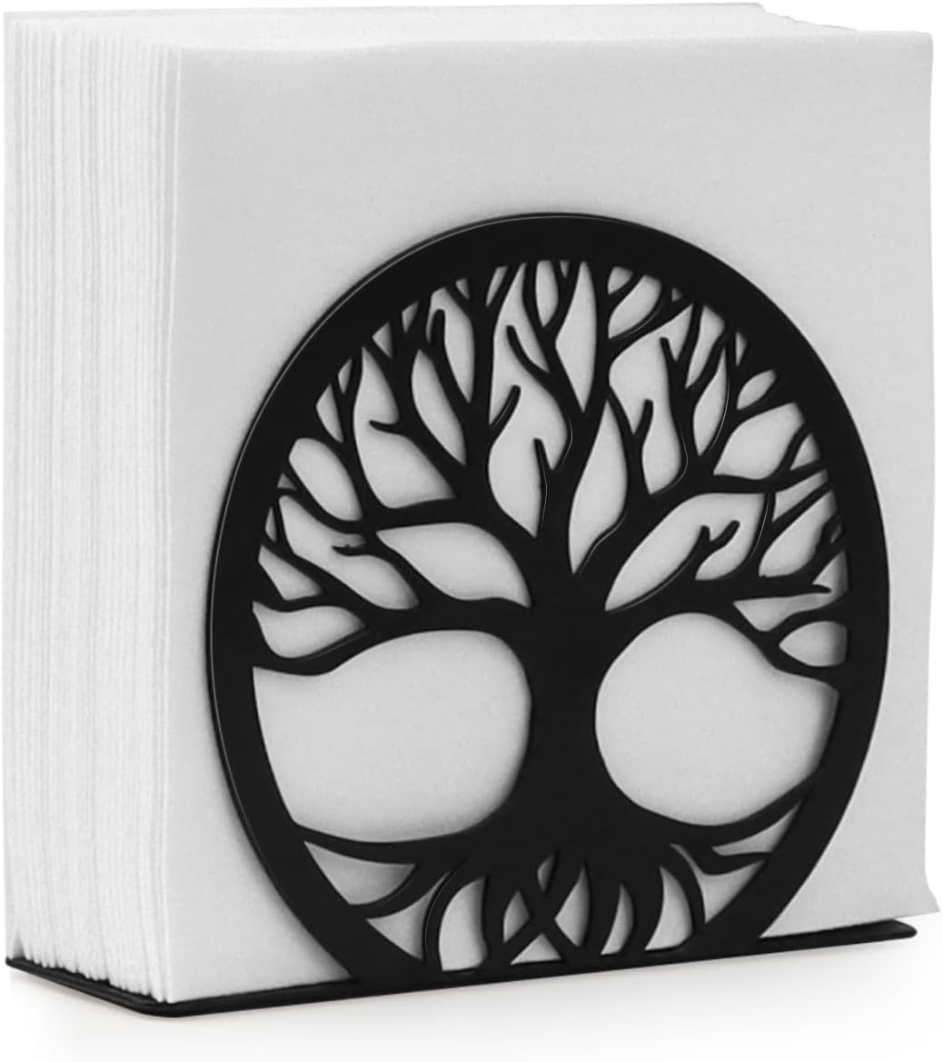 Servilletero para mesa, servilletero vertical de acero inoxidable de 5.9 pulgadas para cocina, servilletero moderno de metal negro grande para el hogar, restaurante occidental, fiesta, boda,