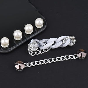 Encantos brillantes para zapatos, decoraciones de zapatos para mujer, cadenas de perlas, accesorios de zapatos rosados, a22 dijes de flores para zapatos, estilo propio