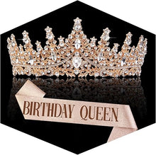 Cargar imagen en el visor de la galería, Corona dorada para mujer, tiaras de princesa de crista
