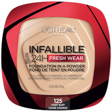 Cargar imagen en el visor de la galería, L&#39;Oreal Paris - Maquillaje base en polvo Infallible Fresh Wear, hasta 24 horas de uso, Ivory 125 (marfil 125), 0.31 onzas A19

