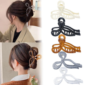 Paquete de 5 pinzas para el pelo con lazo, elegantes pinzas de mariposa antideslizantes para mujeres, A21