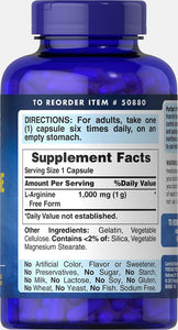 Cápsulas de L-arginina 1000 mg, 100 unidades