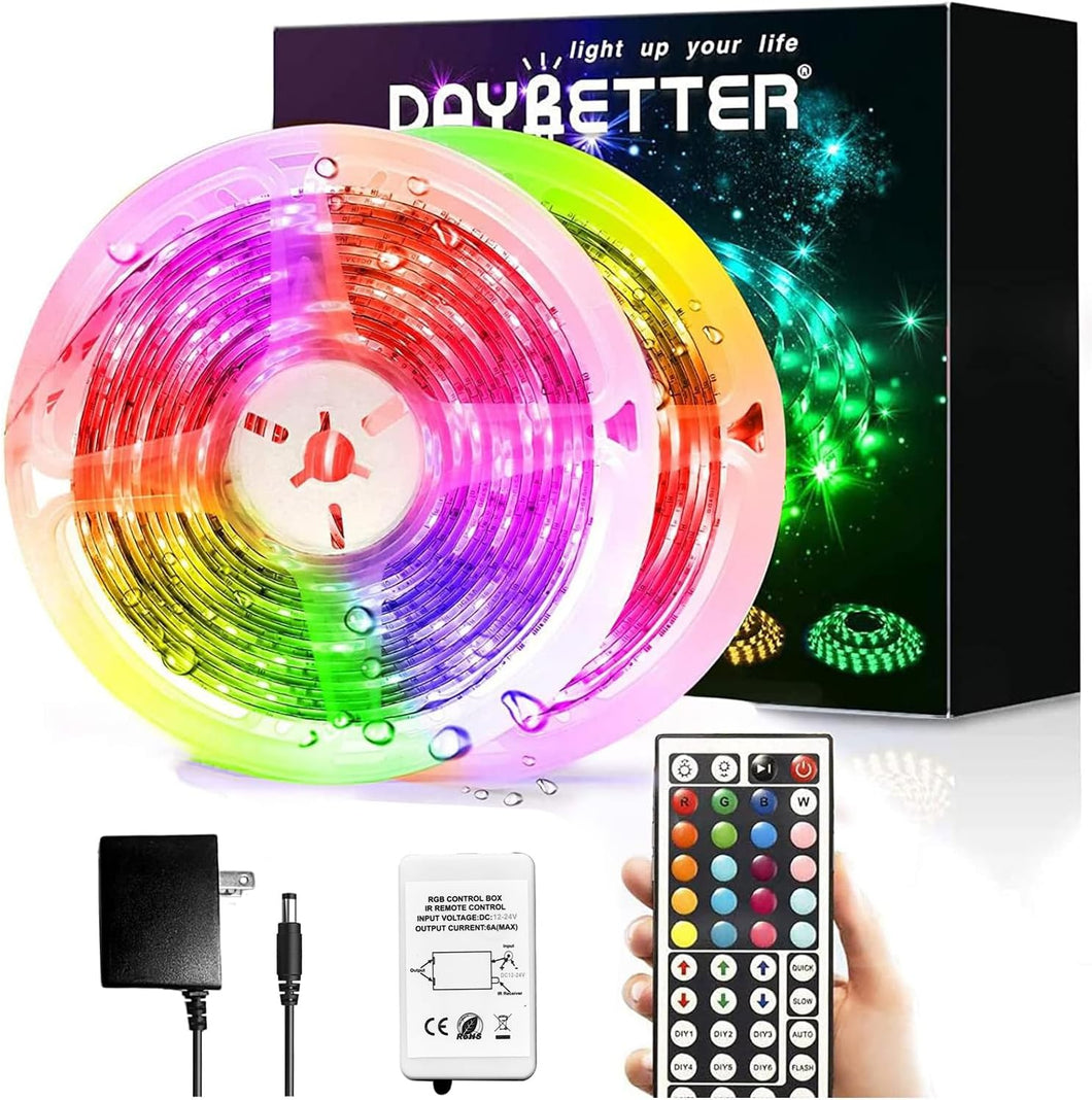 Daybetter - Juego de luces de tira led (32.8 pies, con mando a distancia y fuente de alimentación, cambio de color