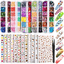 Cargar imagen en el visor de la galería, autoadhesivas, decoración de uñas con 5 cajas holográficas para arte de uñas con purpurina,  a24
