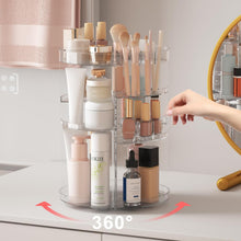 Cargar imagen en el visor de la galería, Organizador de maquillaje giratorio de 360 grados con ranuras de partición, 8 capas ajustables organizadores giratorios para el cuidado de la piel, estante de almacenamiento de escritorio
