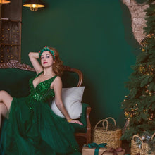 Cargar imagen en el visor de la galería, Diadema de Navidad para mujer, diadema anudada con perlas, diadema de Navidad con diamantes de imitación de cristal de perlas rojas y verdes, diadema elegante para mujer, diadema con nudo superior A19
