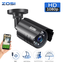 Cargar imagen en el visor de la galería, Cámara de seguridad ZOSI 4 en 1 con cable para el hogar y la oficina, sistema CCTV, cámara tipo bala para exteriores con visión nocturna, HD 1080P.
