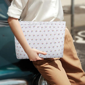 Bolsa de cosméticos Bolsa de maquillaje Preppy Cute Corduroy Neceser para mujeres esenciales de viaje, a22 Flor pequeña rosa, Cara de moda