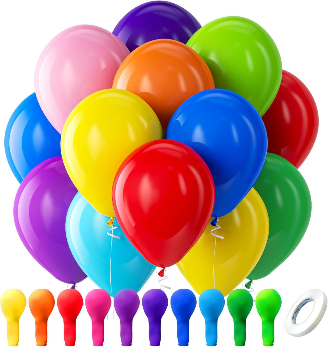 Bezente Globos de látex arcoíris surtidos, paquete de 100 globos redondos de helio de 12  Q1