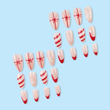 Cargar imagen en el visor de la galería, Uñas postizas a presión de Navidad, uñas postizas medianas con diseño de sombrero de Navidad, uñas postizas con diseño de sombrero de Navidad,A22  uñas con pegamento en uñas acrílicas brillantes
