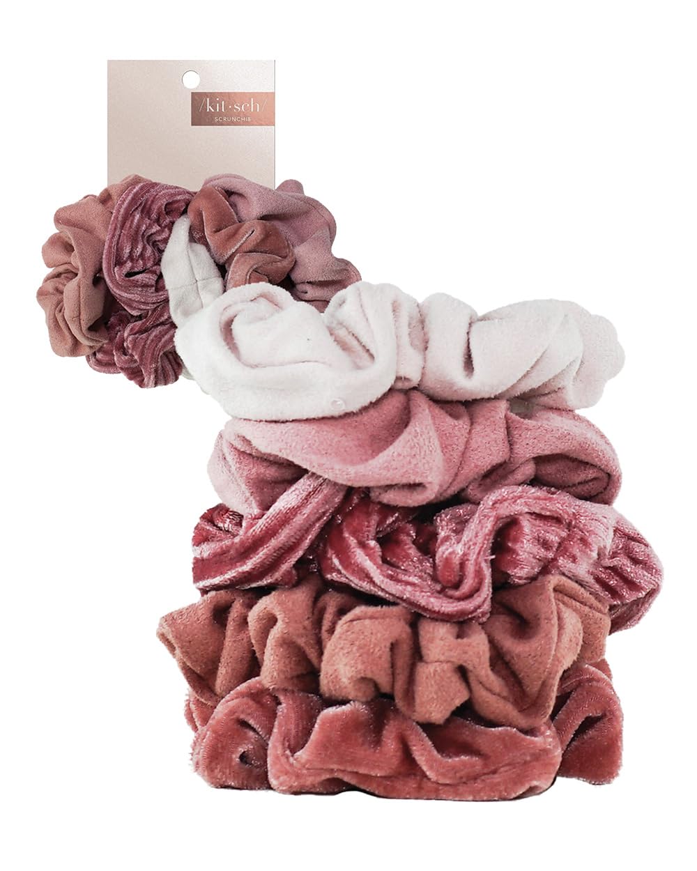 bandas de terciopelo para el cabello, coleteros para mujeres, bandas de pelo a21, paquete de 5 (rubor y malva)