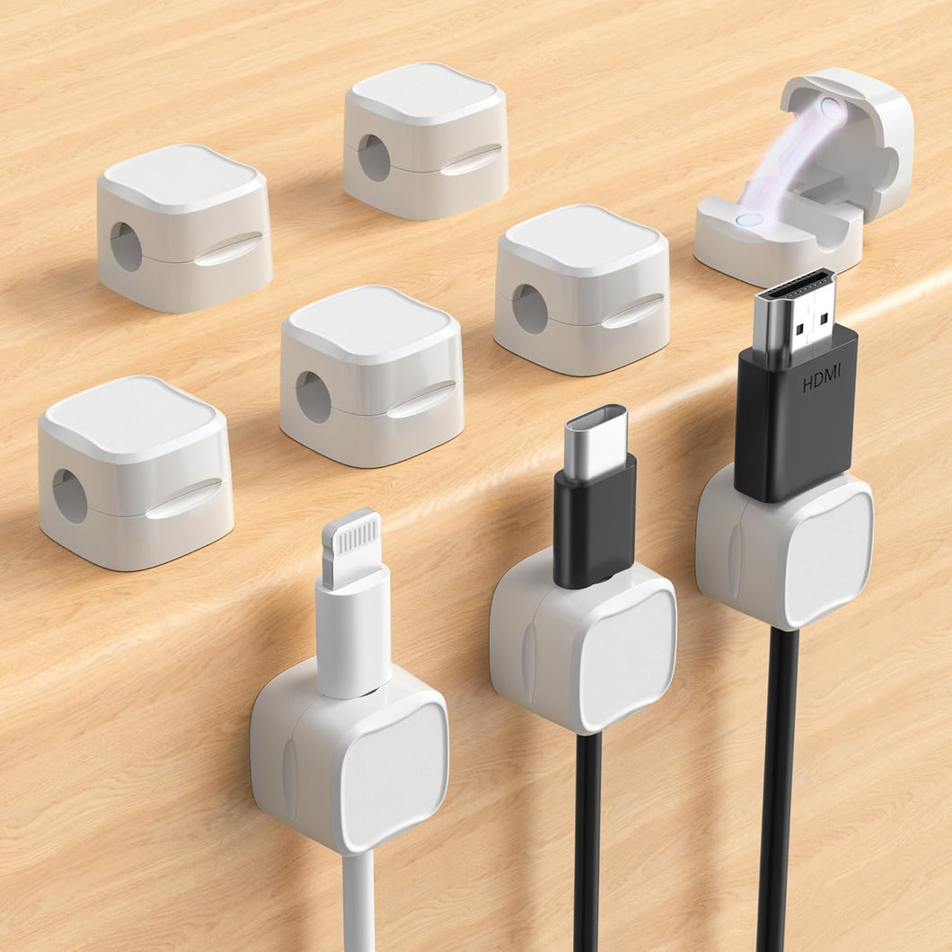 Paquete de 9 clips magnéticos para cables, soporte de cable ajustable para gestión de cables debajo del escritorio,  a22 cargador adhesivo,
