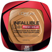 Cargar imagen en el visor de la galería, L&#39;Oreal Paris - Maquillaje base en polvo Infallible Fresh Wear, hasta 24 horas de uso, Hazelnut (avellana), 0.31 onzas A19
