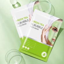 Cargar imagen en el visor de la galería, Paquete de 10 mascarillas faciales de burbujas de té verde O2,
