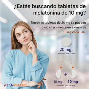 Melatonina de 20 mg, 120 tabletas
