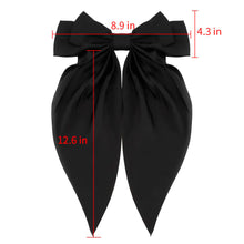 Cargar imagen en el visor de la galería, Lazo para el cabello negro, lazos grandes  aq21 de satén sedoso, 2 lazos grandes para el cabello,
