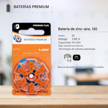 Cargar imagen en el visor de la galería, Pilas para audífonos tamaño 13
