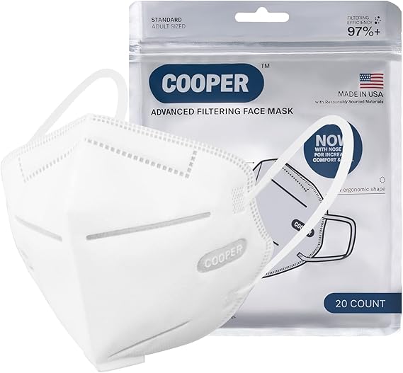 Cooper Mascarillas KN95, 20 mascarillas KN95 transpirables y cómodas