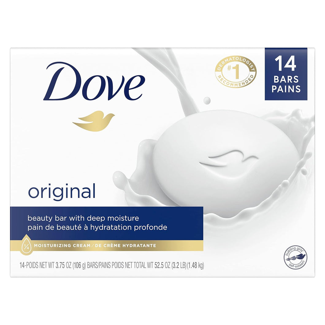 Dove - Barra de belleza, limpiador para un cuidado suave de la piel, con 1/4 de crema hidratante, 3.75 onzas, 14 barras A19