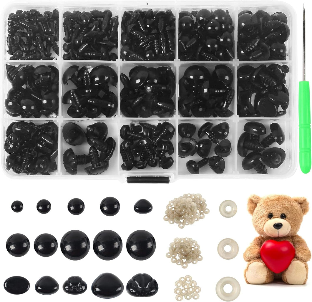 exixsr 566 piezas de ojos y nariz de seguridad para Amigurumi a24