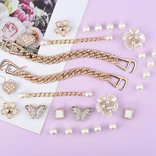 Cargar imagen en el visor de la galería, Encantos brillantes para zapatos, decoraciones de zapatos para mujer, cadenas de perlas, accesorios de zapatos rosados,  A22 dijes de flores para zapatos, estilo propio
