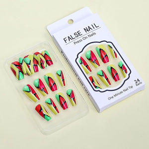 Uñas postizas a presión de larga duración, uñas acrílicas artificiales, uñas acrílicas artificiales, diseño de líneas de lámina dorada, uñas postizas francesas,a22  uñas cuadradas, cobertura completa,