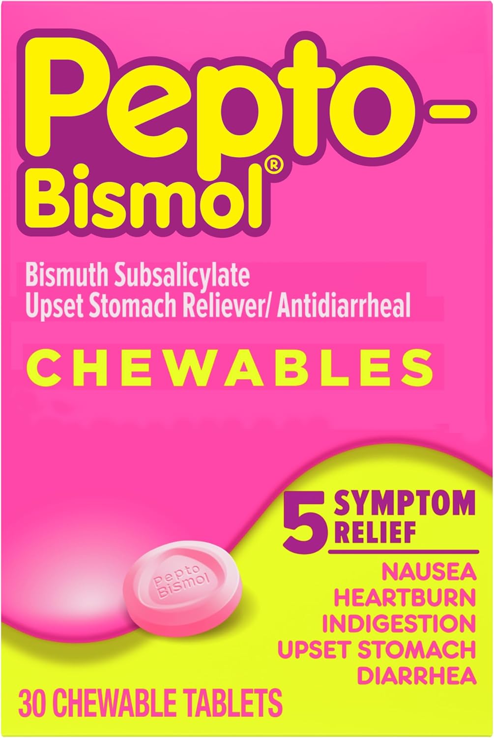 Pepto Bismol Tabletas masticables de Pepto-Bismol, 30 ct,