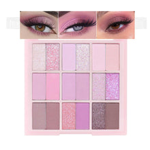 Cargar imagen en el visor de la galería, Paleta de sombra de ojos de 18 colores púrpura rosa desnudo brillante, púrpura claro malva, purpurina brillante altamente pigmentada, a22  sombra de ojos de larga duración, impermeable, aspecto

