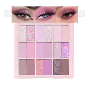 Paleta de sombra de ojos de 18 colores púrpura rosa desnudo brillante, púrpura claro malva, purpurina brillante altamente pigmentada, a22  sombra de ojos de larga duración, impermeable, aspecto