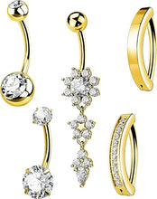 Cargar imagen en el visor de la galería, MS CUTE - Juego de 5 piezas de piercing para ombligo para mujer, 14 G
