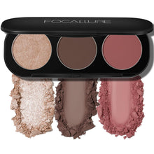 Cargar imagen en el visor de la galería, FOCALLURE Paleta de rubor e iluminador, paleta de contorno 3 en 1, polvo bronceador mate libre de crueldad, iluminadores iluminadores brillantes para un aspecto brillante, #11 A19
